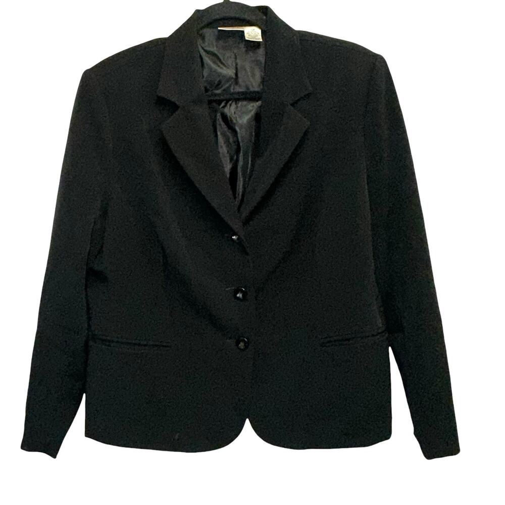 Kim Rogers Signature Petite Black Button Front Blazer